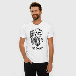 Футболка slim-fit Im okay! Skeleton Я в порядке! Жест, цвет: белый — фото 2