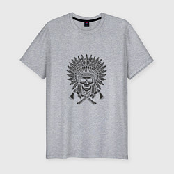 Футболка slim-fit Skull Indian, цвет: меланж