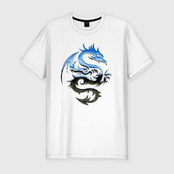 Футболка slim-fit Хромированный дракон, цвет: белый