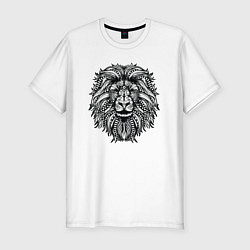 Футболка slim-fit Лев в стиле Мандала Mandala Lion, цвет: белый