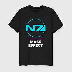 Футболка slim-fit Символ Mass Effect в неоновых цветах, цвет: черный