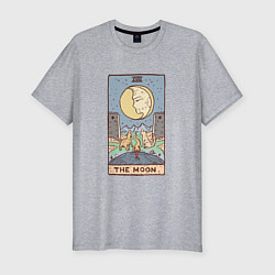 Футболка slim-fit The Moon Tarot Card Луна карта Таро, цвет: меланж