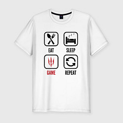 Футболка slim-fit Eat Sleep The Witcher Repeat, цвет: белый