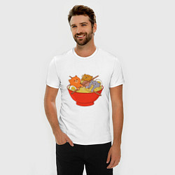 Футболка slim-fit THREE CATS EATING NOODLES, цвет: белый — фото 2