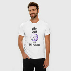 Футболка slim-fit Keep calm and eat ponchik, цвет: белый — фото 2
