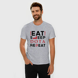 Футболка slim-fit Надпись: Eat Sleep Dota Repeat, цвет: меланж — фото 2