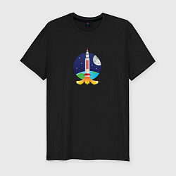 Футболка slim-fit Ракета в космосе, цвет: черный