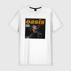 Футболка slim-fit Альбом KNEBWORTH 1996 группы OASIS, цвет: белый