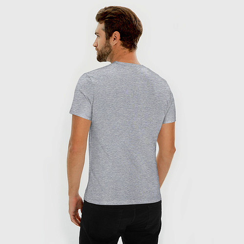 Мужская slim-футболка SANTA CLAUS WITH A DEER / Меланж – фото 4