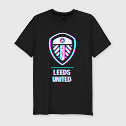 Футболка slim-fit Leeds United FC в стиле Glitch, цвет: черный