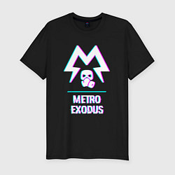 Футболка slim-fit Metro Exodus в стиле Glitch Баги Графики, цвет: черный