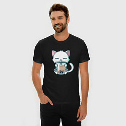 Футболка slim-fit Котик с бабл ти, цвет: черный — фото 2