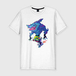 Футболка slim-fit Cool shark on roller skates, цвет: белый