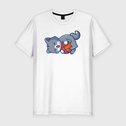 Футболка slim-fit Игривый Котейка, цвет: белый
