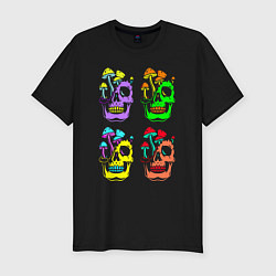 Футболка slim-fit Skulls Pop art, цвет: черный