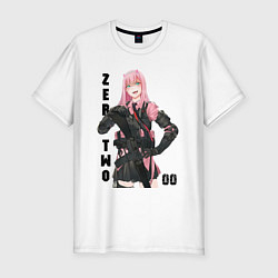 Футболка slim-fit Zero Two - Girls Frontline Darling in the Franxx, цвет: белый