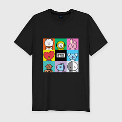 Футболка slim-fit BT21 BTS к-поп, цвет: черный