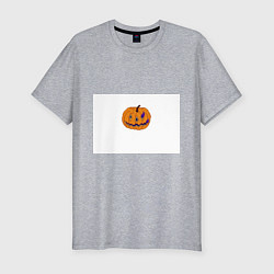 Футболка slim-fit Тыква-голова всадника, Джека, PixelArt, цвет: меланж