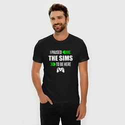 Футболка slim-fit I Paused The Sims To Be Here с зелеными стрелками, цвет: черный — фото 2