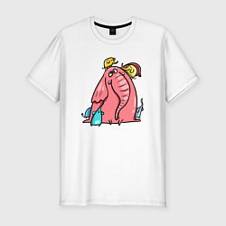 Футболка slim-fit Розовая слоника со слонятами, цвет: белый