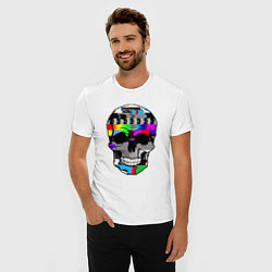 Футболка slim-fit No signal - Skull Glitch, цвет: белый — фото 2