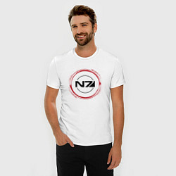 Футболка slim-fit Символ Mass Effect и красная краска вокруг, цвет: белый — фото 2