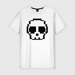 Футболка slim-fit Череп из пикселей, цвет: белый