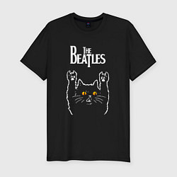 Футболка slim-fit The Beatles rock cat, цвет: черный