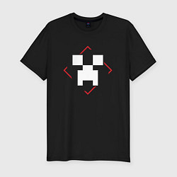 Футболка slim-fit Символ Minecraft в красном ромбе, цвет: черный