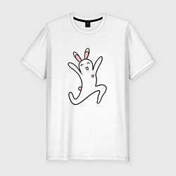 Футболка slim-fit Кавайный зайчик, цвет: белый