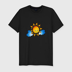 Футболка slim-fit Солнышко и облака, цвет: черный