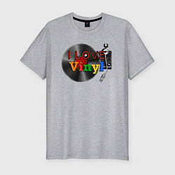 Футболка slim-fit I love vinyl, цвет: меланж