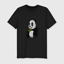 Футболка slim-fit Панда ест бамбук, цвет: черный
