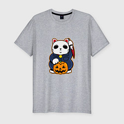 Футболка slim-fit Cat Halloween, цвет: меланж