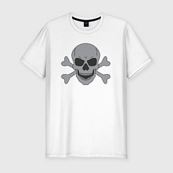 Футболка slim-fit Серый череп и кости, цвет: белый