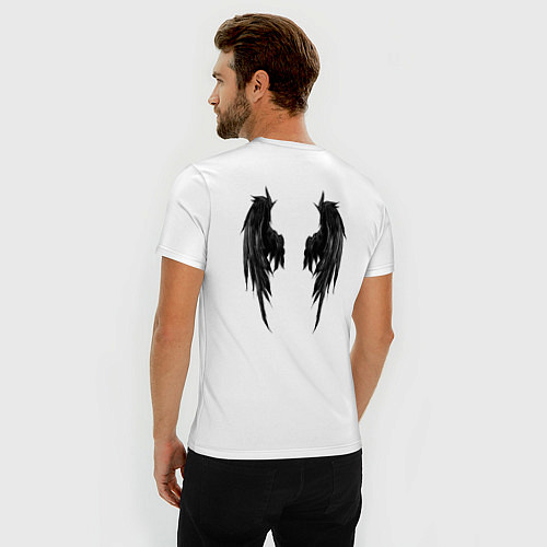 Мужская slim-футболка Крылья падшего ангела / Белый – фото 4