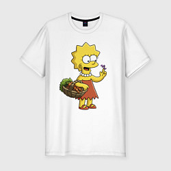 Футболка slim-fit Lisa Simpson с гусеницей на даче, цвет: белый