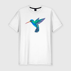 Футболка slim-fit Колибри синяя, цвет: белый