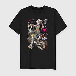 Футболка slim-fit Anime biker girl, цвет: черный
