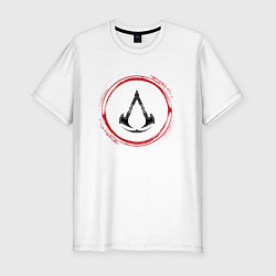 Футболка slim-fit Символ Assassins Creed и красная краска вокруг, цвет: белый