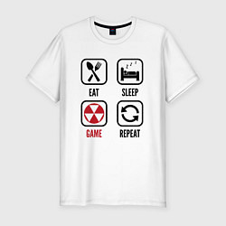 Футболка slim-fit Eat - sleep - Fallout - repeat, цвет: белый