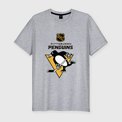 Футболка slim-fit Питтсбург Пингвинз НХЛ логотип, цвет: меланж
