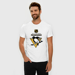 Футболка slim-fit Питтсбург Пингвинз НХЛ логотип, цвет: белый — фото 2