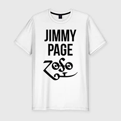 Футболка slim-fit Jimmy Page - Led Zeppelin - legend, цвет: белый