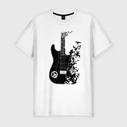 Футболка slim-fit Гитара и птицы, цвет: белый