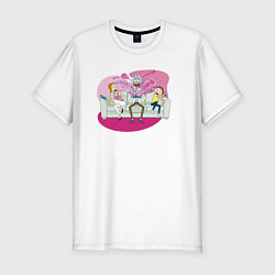 Мужская slim-футболка Summer, Rick, Morty and monster