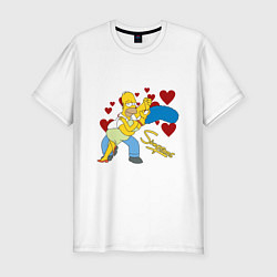 Мужская slim-футболка Гомер и Мардж Симпсон