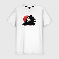 Футболка slim-fit Женщина вампир и красная луна, цвет: белый