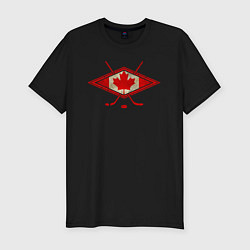 Футболка slim-fit Флаг Канады хоккей, цвет: черный