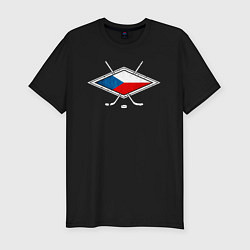 Футболка slim-fit Флаг Чехии хоккей, цвет: черный